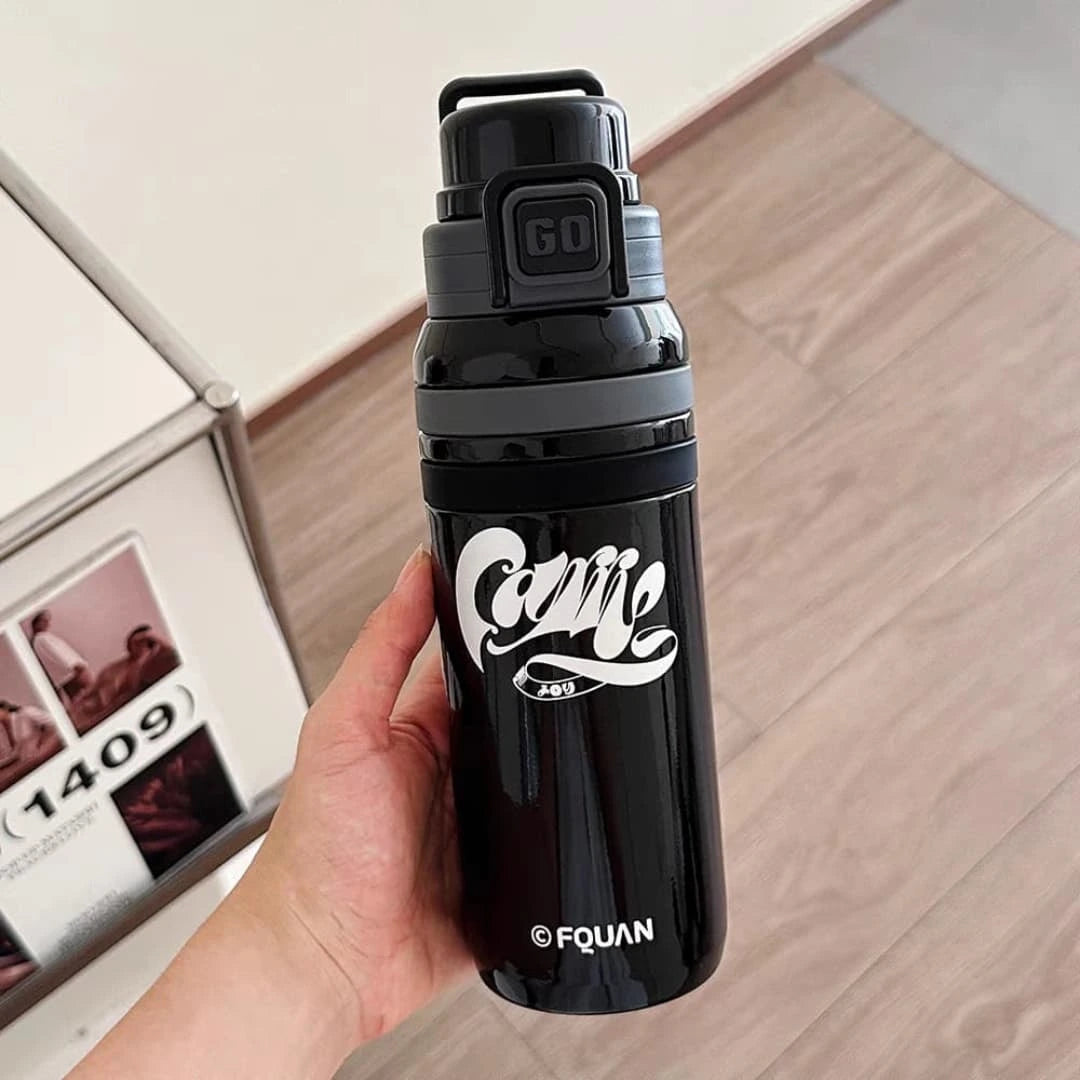 NIYO TOYS Black Insulated Tumbler with Stylish Design and Leak-Proof Lid for On-the-Go Hydration