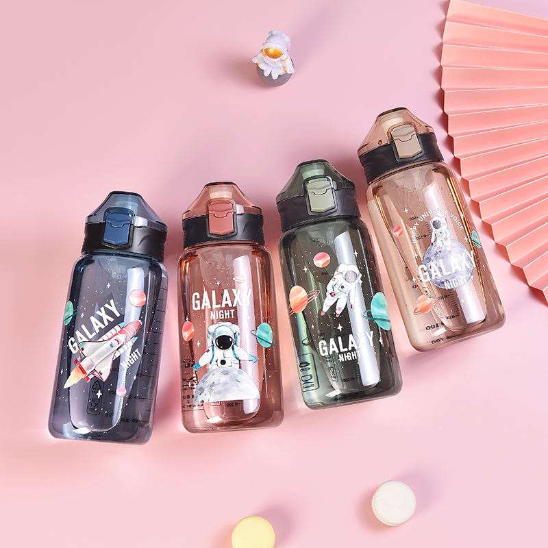 NIYO TOYS Galaxy Night Sippers Set of Four in Various Colors with Astronaut and Planet Designs