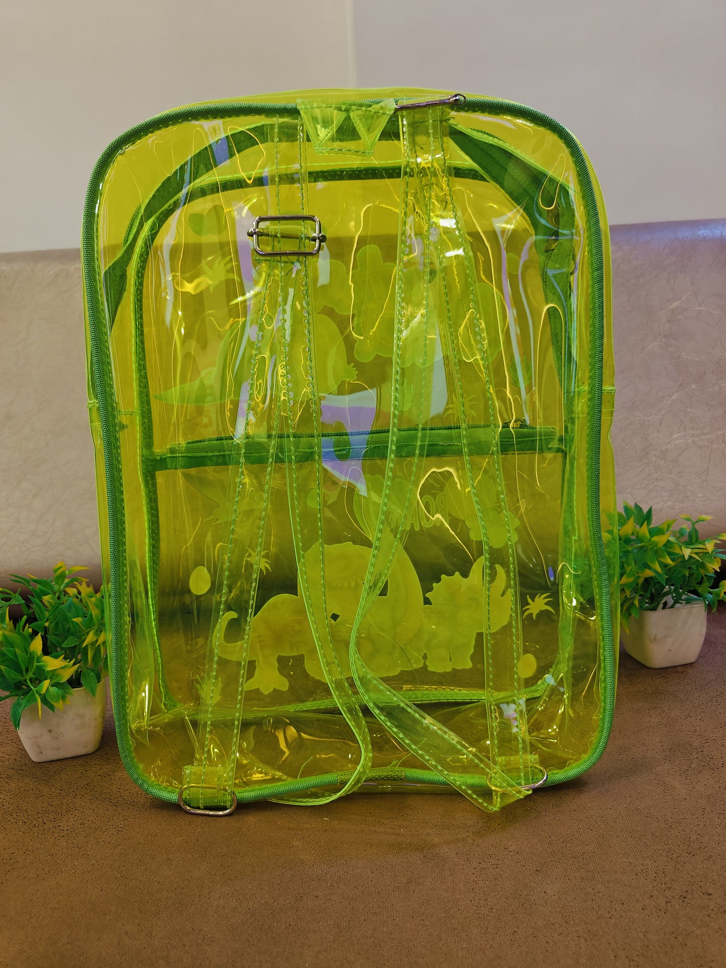 NIYO TOYS Transparent Yellow Dinosaur Backpack with Adjustable Straps for Kids