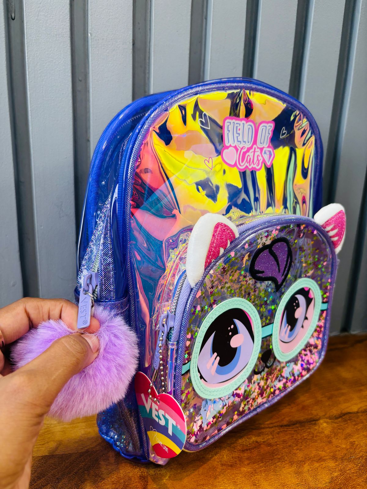 NIYO TOYS holographic unicorn bag for kids featuring colorful sequins and cute cartoon eyes