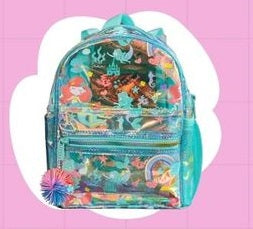NIYO TOYS Holographic Unicorn Bag for Kids with Colorful Marine-Themed Design and Pom Pom Zipper Pull