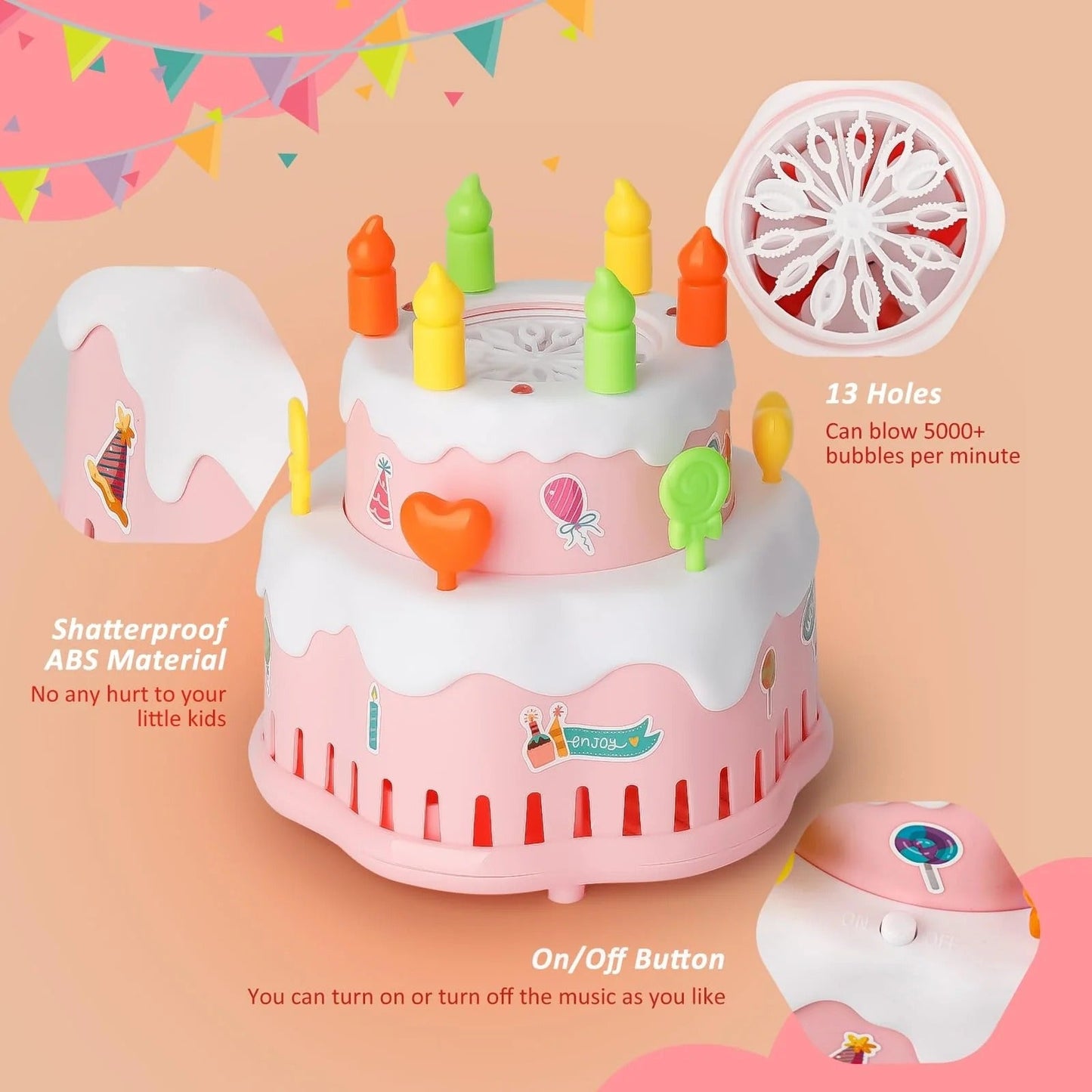 Magical Birthday Cake Automatic Bubble Machine NIYO TOYS