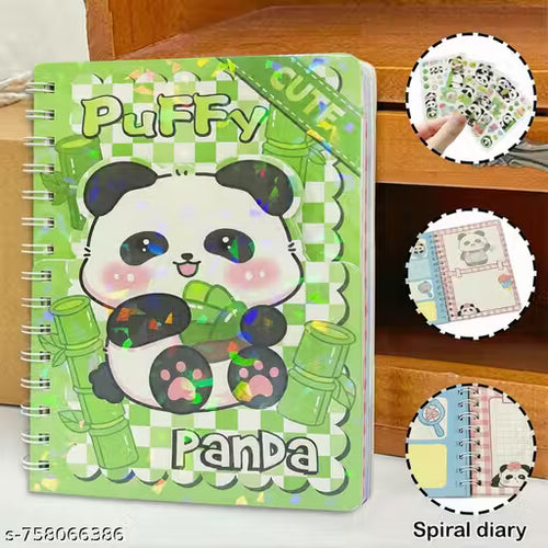 Puffy Panda Spiral Diary with sticker(Random)