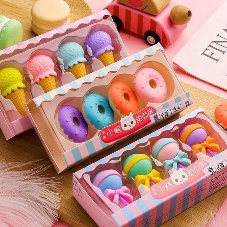 Cute Food-Themed Eraser Set (8Pcs) Cute Eraser Donut Ice Cream NIYO TOYS