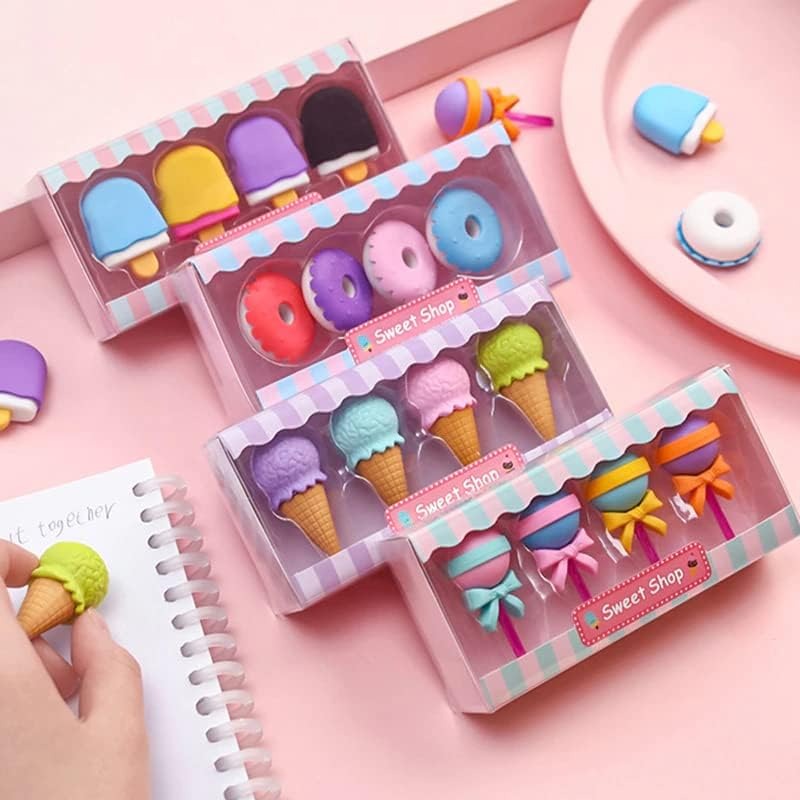 Cute Food-Themed Eraser Set (8Pcs) Cute Eraser Donut Ice Cream NIYO TOYS