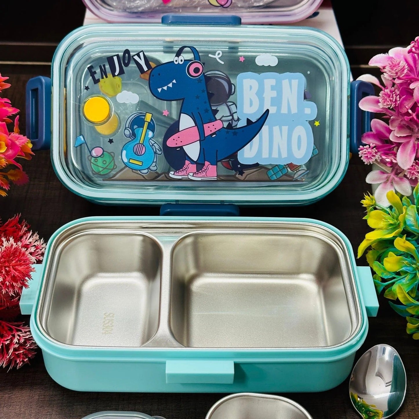 2-Grid Stainless Steel Lunch Box β Unicorn, Space, and Dino Themes π¦ππ¦ NIYO TOYS