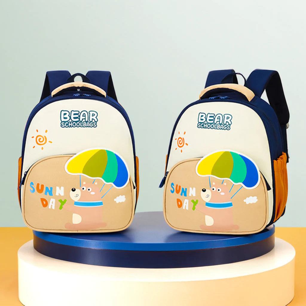 NIYO TOYS Jelly Bags featuring a cute backpack for preschoolers with a playful bear design and colorful umbrella