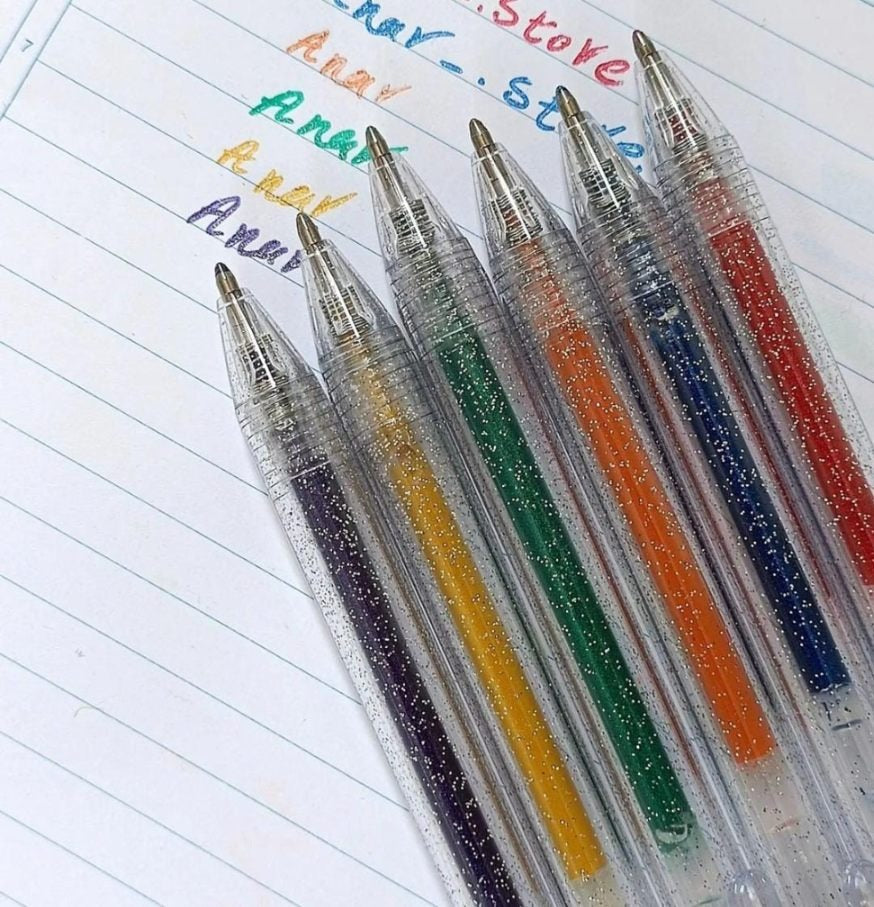 NIYO TOYS gel pens with glitter in various colors, perfect for kids age 5+ for creative writing and crafts