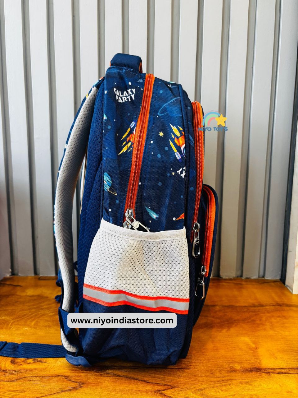 NIYO TOYS space dinosaur backpack for kids with colorful space design and mesh pockets