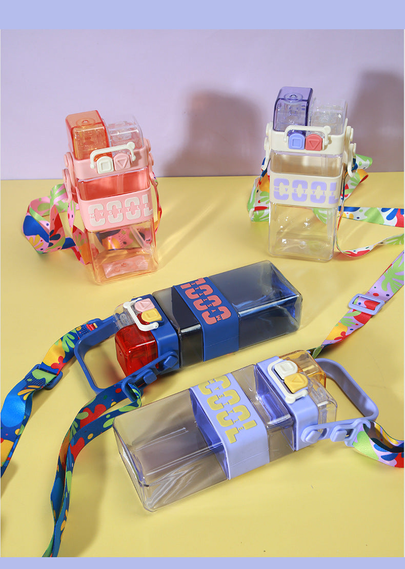 Colorful NIYO TOYS 2 in 1 kids water bottle with compartments and adjustable straps for easy carrying