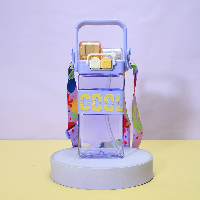 NIYO TOYS 2 in 1 kids water bottle with colorful strap and playful design for hydration on the