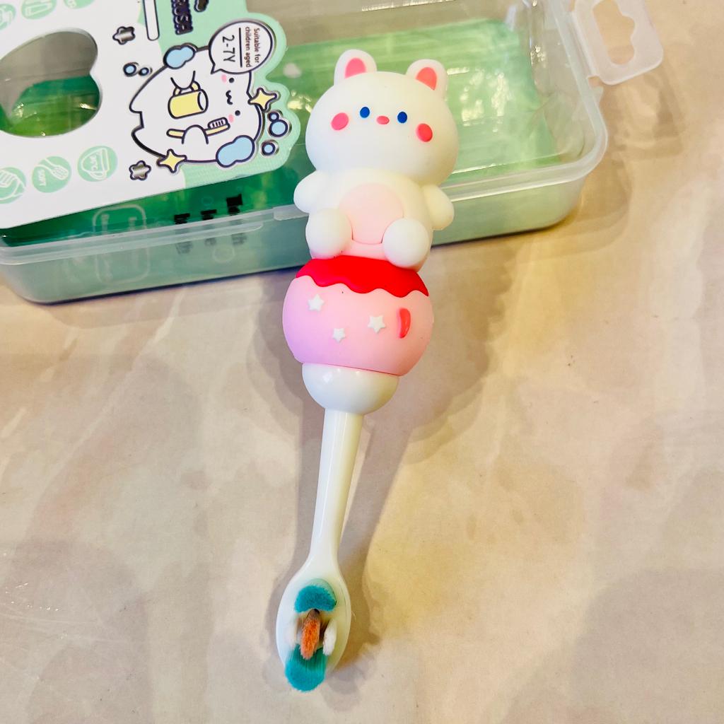 NIYO TOYS kids 3D teddy bear toothbrush with colorful design for fun and engaging oral care