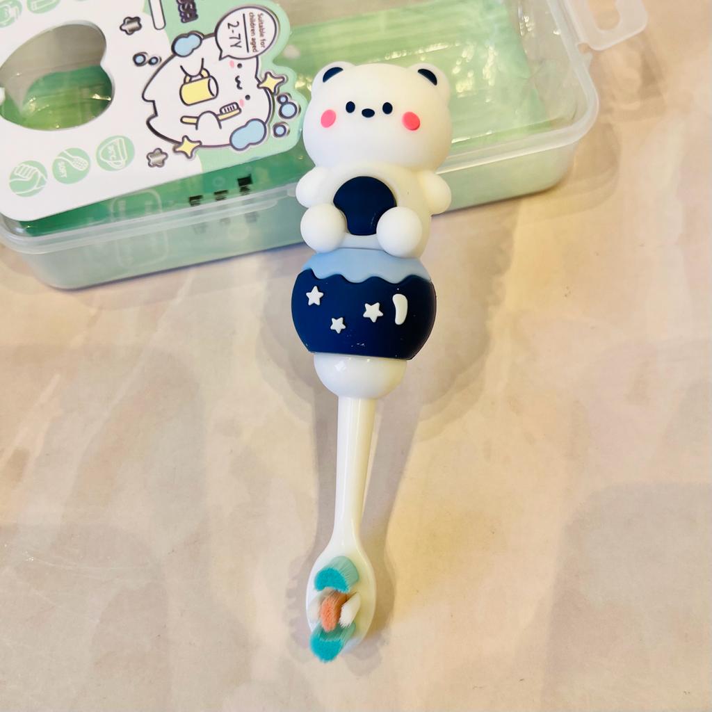 NIYO TOYS kids 3D teddy bear toothbrush with colorful bristles and a cute bear design