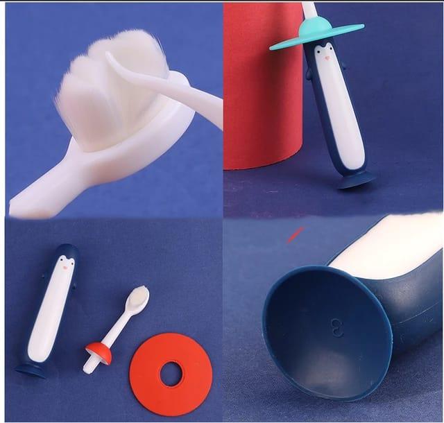 NIYO TOYS Penguin Design Toothbrush with Soft Bristles and Unique Suction Base for Kids