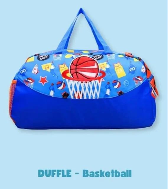 Large unicorn duffle bag with colorful basketball design and sturdy handles for versatile use