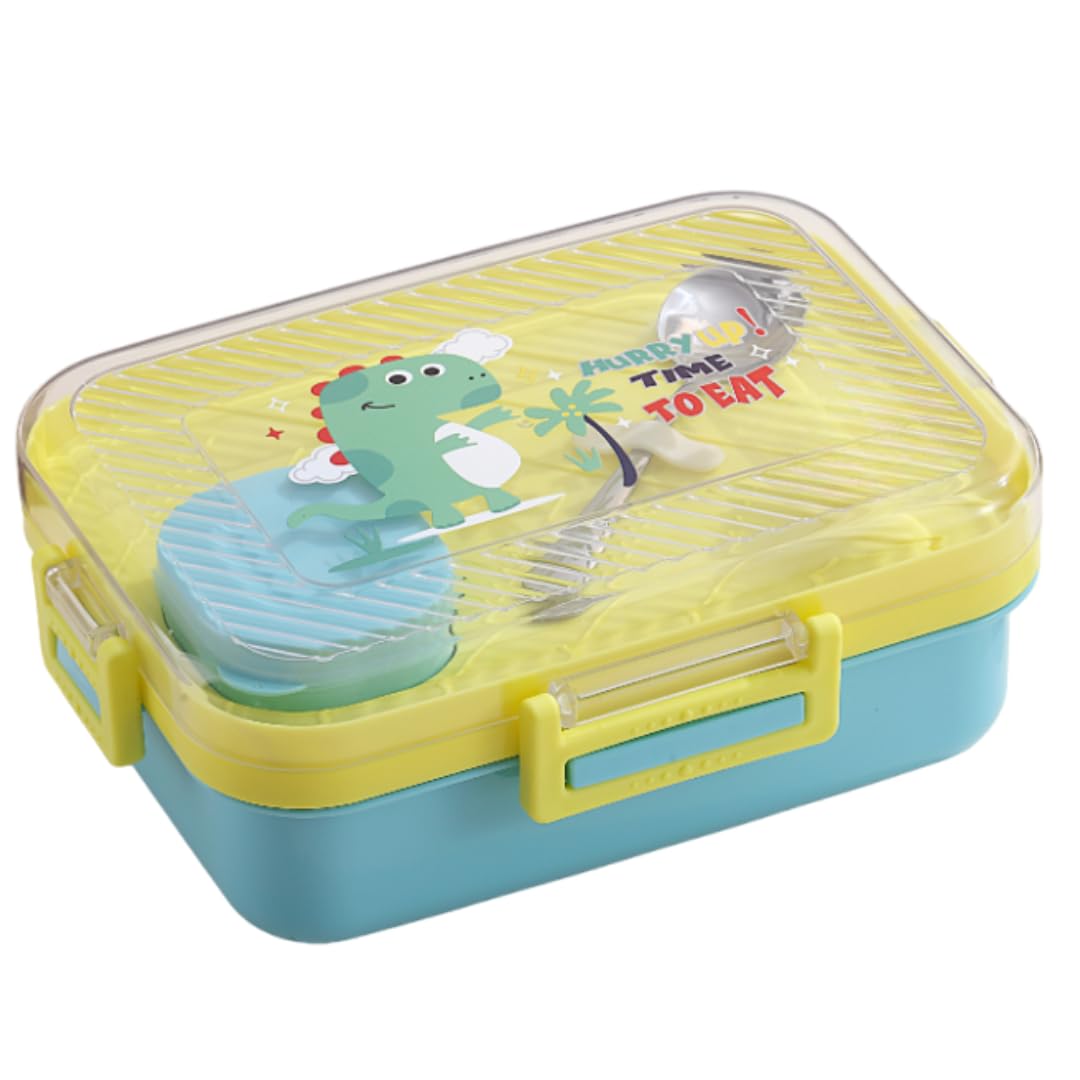 NIYO TOYS leakproof kids lunch box with cheerful dinosaur design and included cutlery
