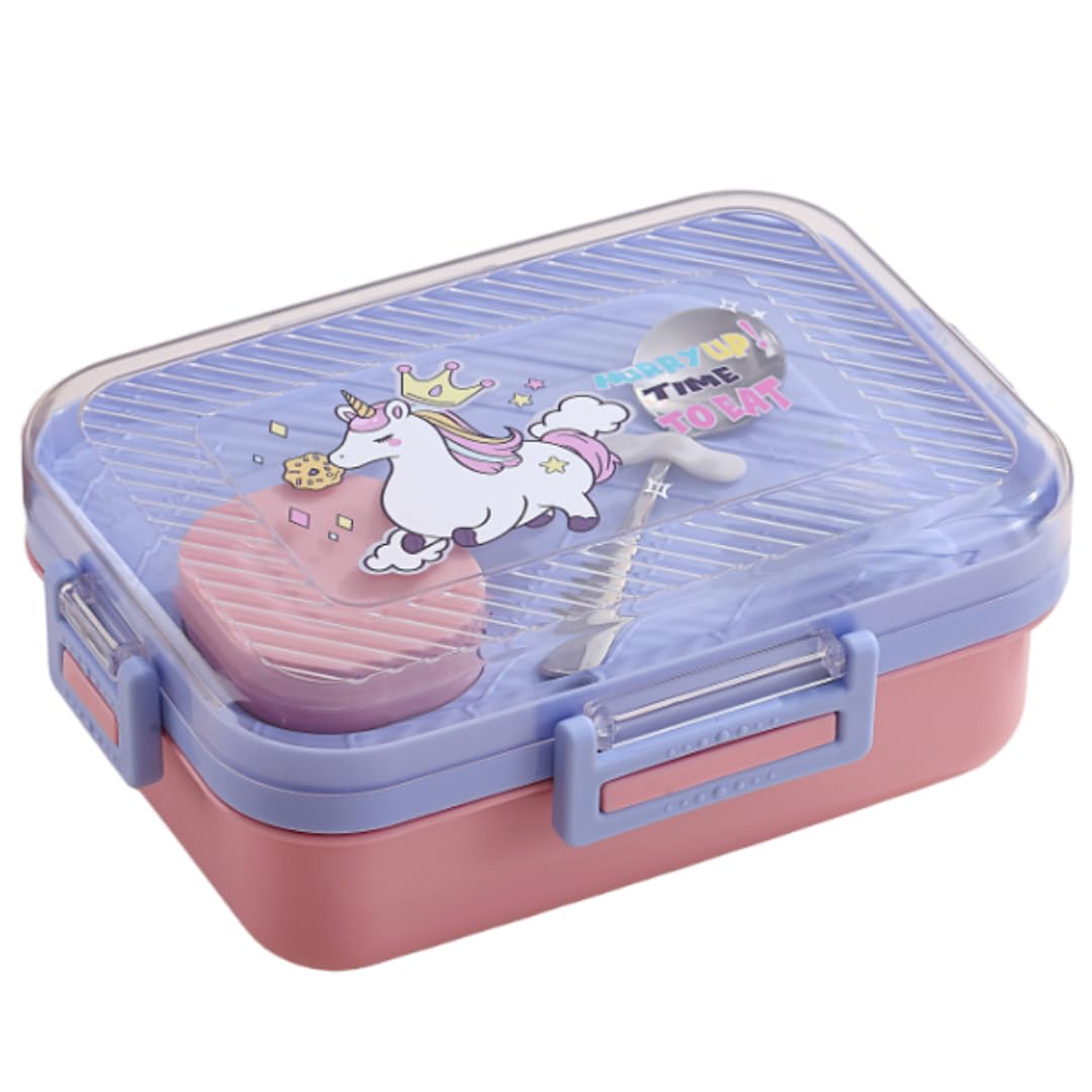 Niyo Toys leakproof kids lunch box featuring a unicorn design and a secure lid for safe storage
