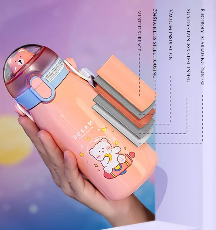 NIYO TOYS Dream Sipper Bottle in Pink with Vacuum Insulation and Stainless Steel Design