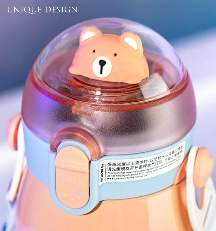 NIYO TOYS Cute Bear Design Sipper Bottle with Easy Push Lid for Kids