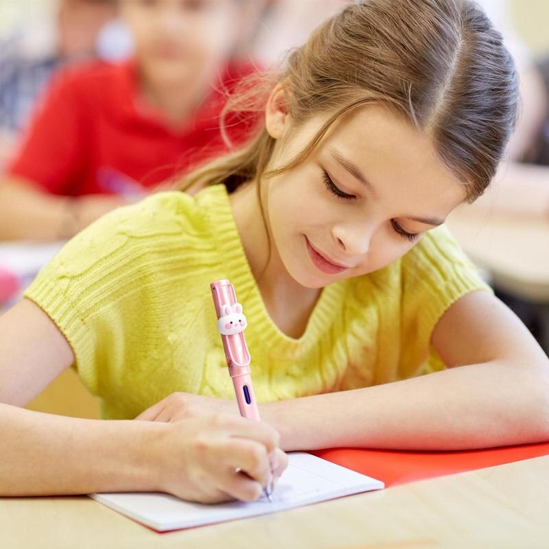Girl using Kawaii mechanical pencils for drawing in a classroom setting