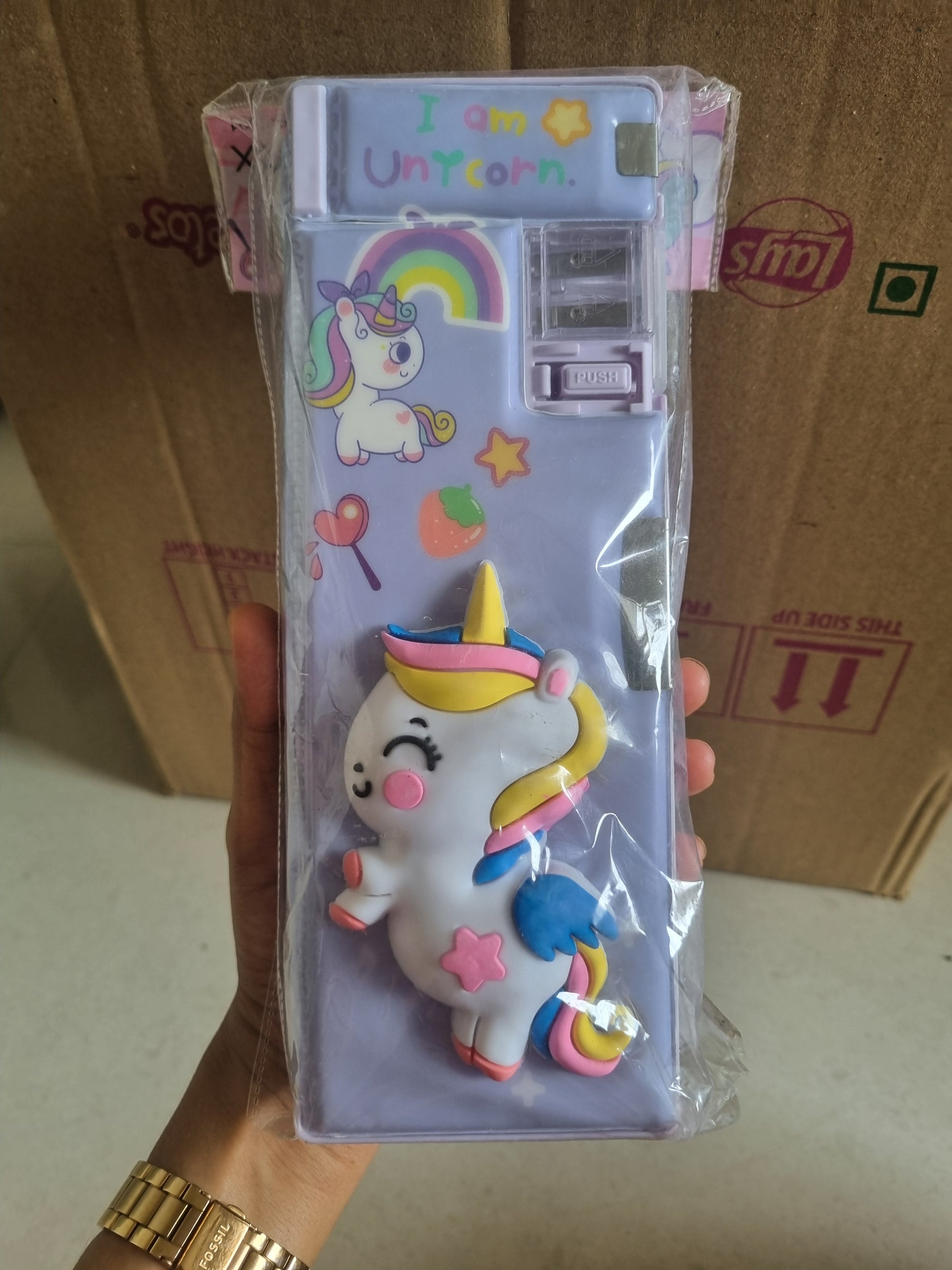 NIYO TOYS unicorn-themed pencil case with colorful decorations for unique stationery gifts