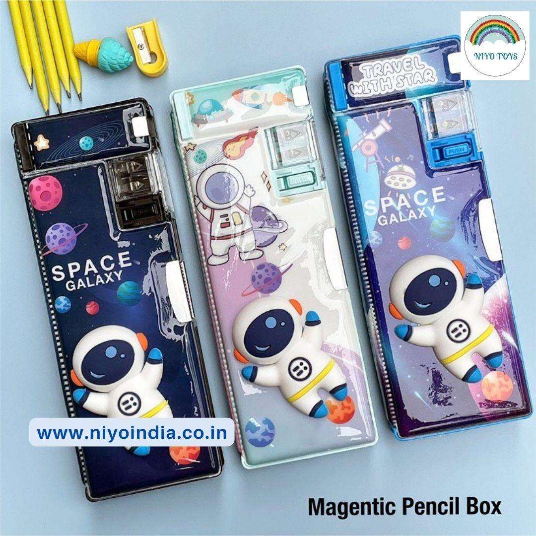 NIYO TOYS magnetic pencil boxes with space galaxy design and astronaut figures unique stationery gifts
