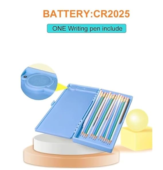 NIYO TOYS multi-functional LCD drawing tablet blue case with one writing pen and colorful pencils set