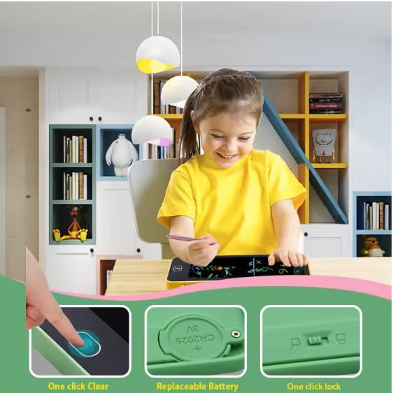 NIYO TOYS multi-functional LCD drawing tablet in green, ideal for kids age 3+, perfect for creative learning.
