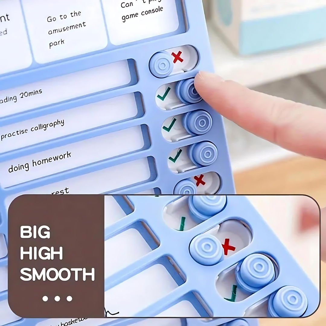 Multifunctional schedule tracker for kids with interactive buttons for daily tasks and activities