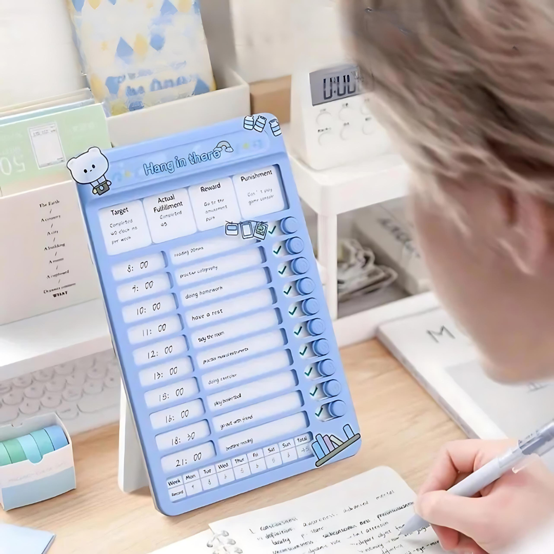 Colorful NIYO TOYS multifunctional schedule tracker for kids with tasks and progress checkboxes