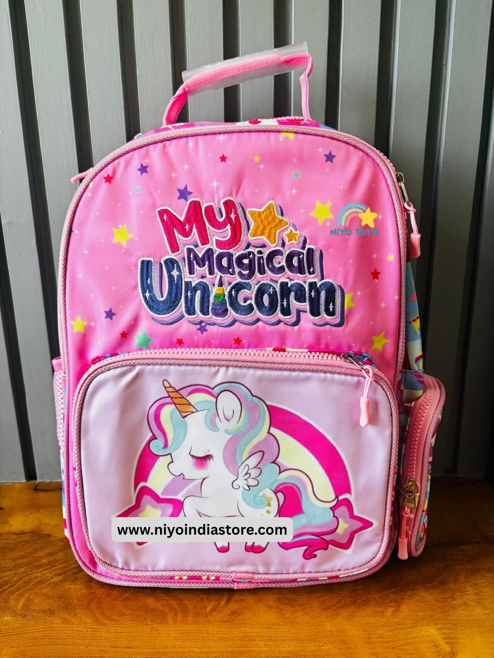 NIYO TOYS My Magical Unicorn Pink Backpack with Colorful Star Design and Rainbow Features