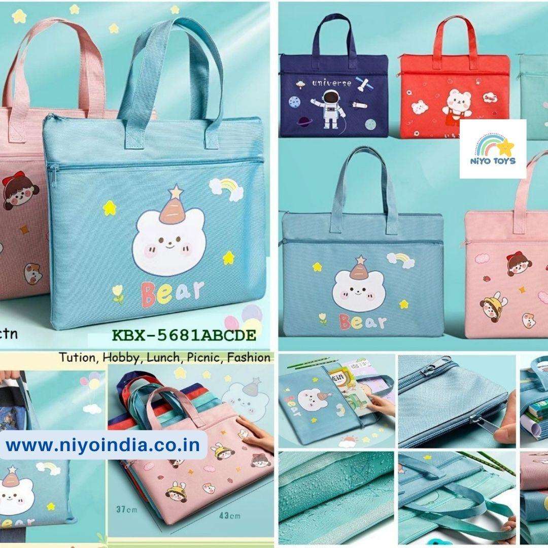 Niyo Tote Bag for Shopping in various colors, featuring cute cartoon designs for everyday use