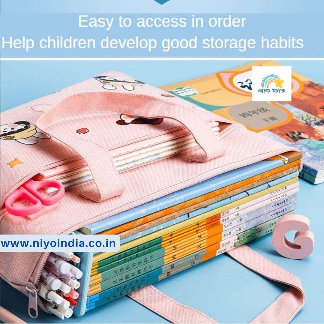 Niyo Tote Bag for Shopping in pink with easy access design for children's storage habits