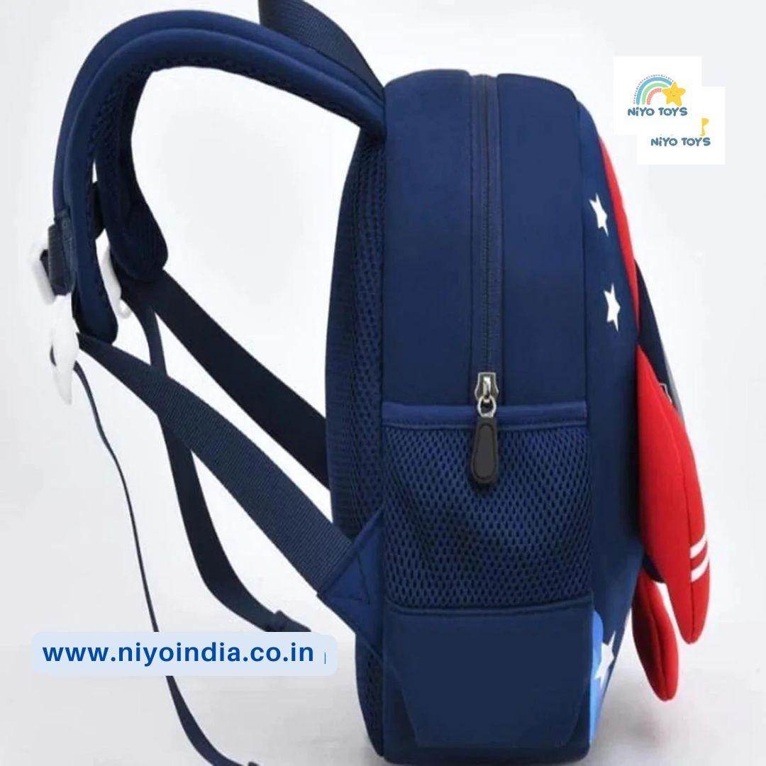 NIYO TOYS 3D airplane backpack for kids with padded shoulder straps and spacious compartments