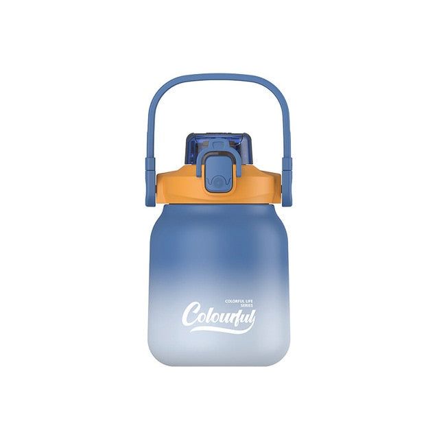 NIYO TOYS 620ml double drink bottle with blue gradient body and orange lid with handle