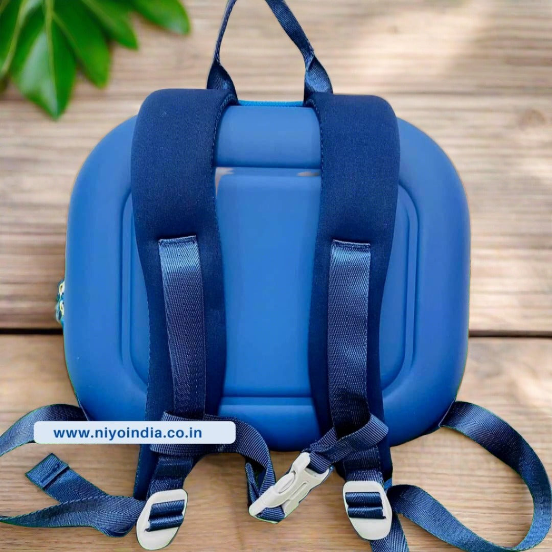 NIYO TOYS Blue School Bag with Adjustable Straps and Durable Back Support for Kids