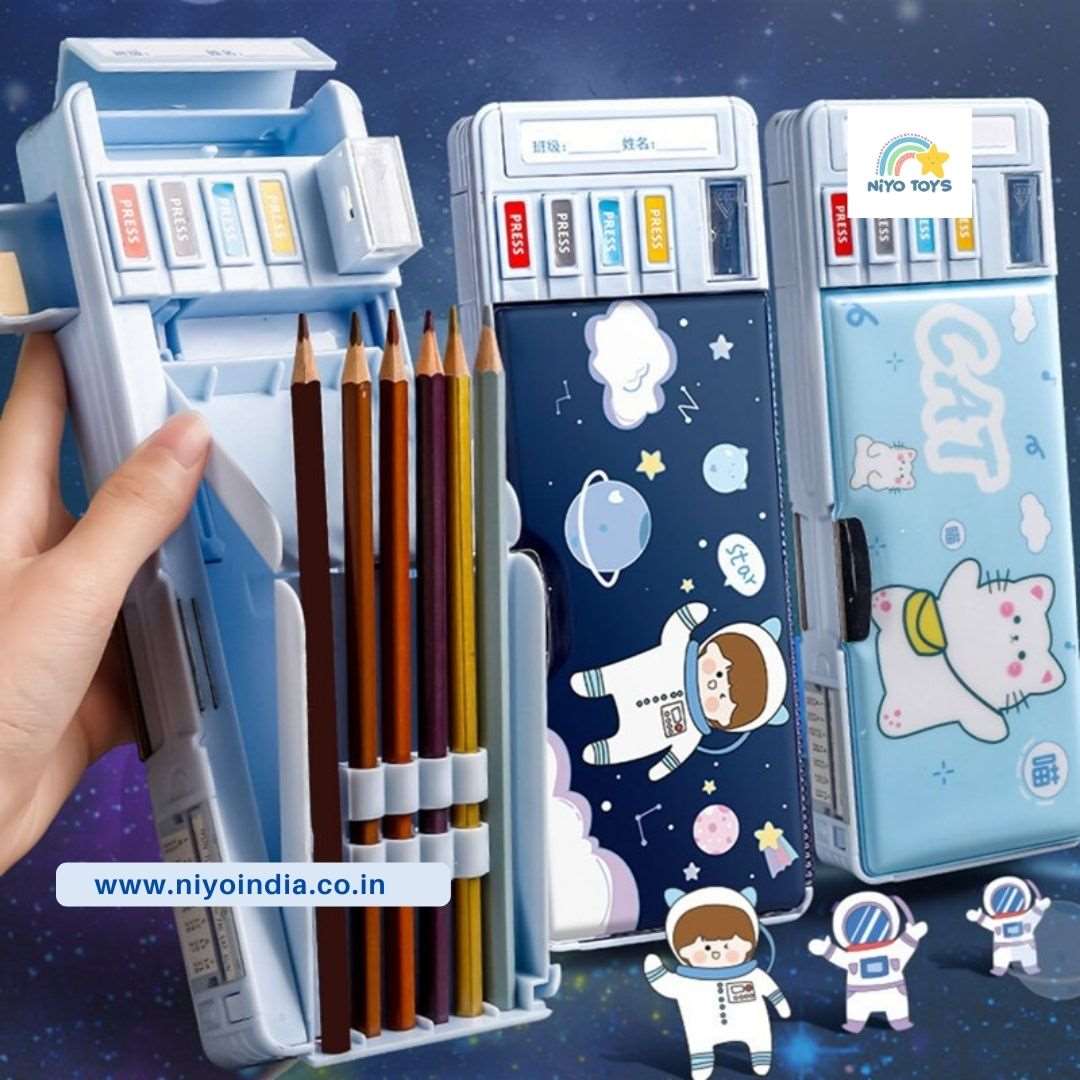 NIYO TOYS Pencil Box with colorful pencils and fun designs for educational school supplies kids