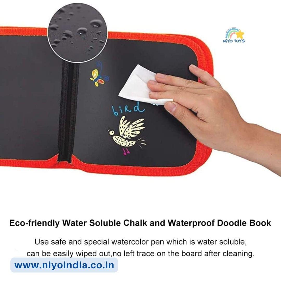 Eco-friendly erasable doodle book for kids with waterproof surface for easy cleaning