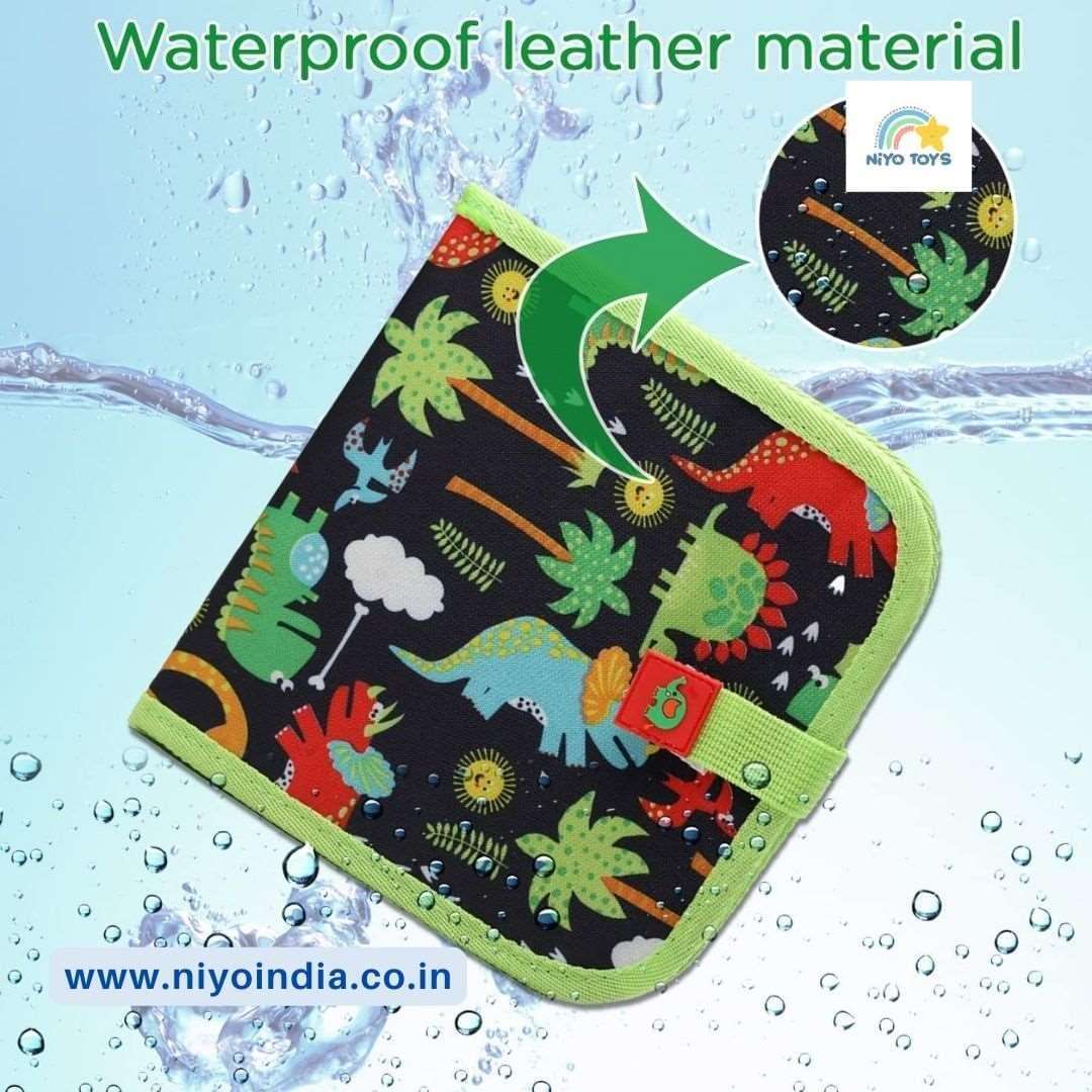 Colorful NIYO TOYS erasable doodle book for kids made from waterproof leather material