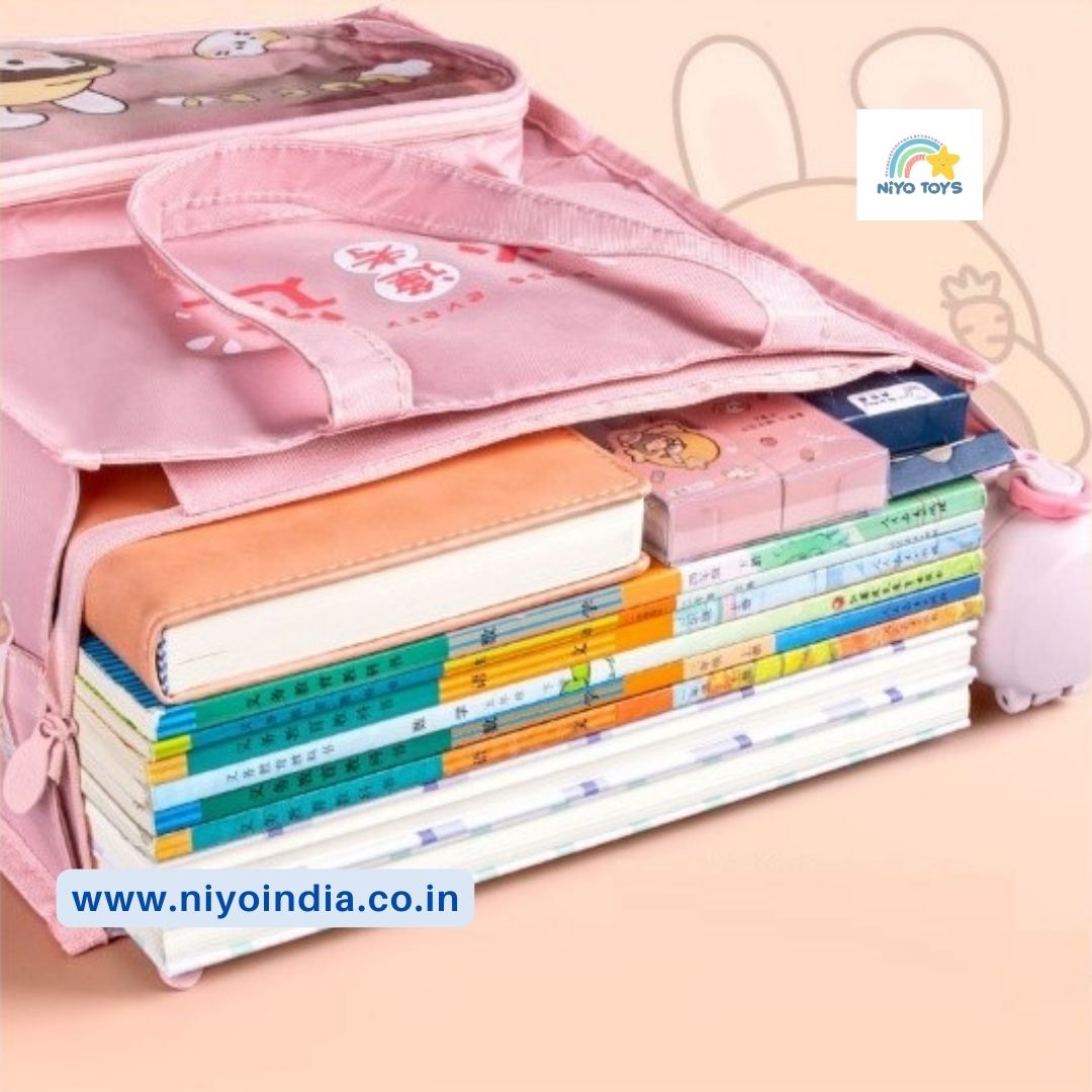 NIYO TOYS multi-purpose kids tote bag featuring a cute design and ample space for books and supplies