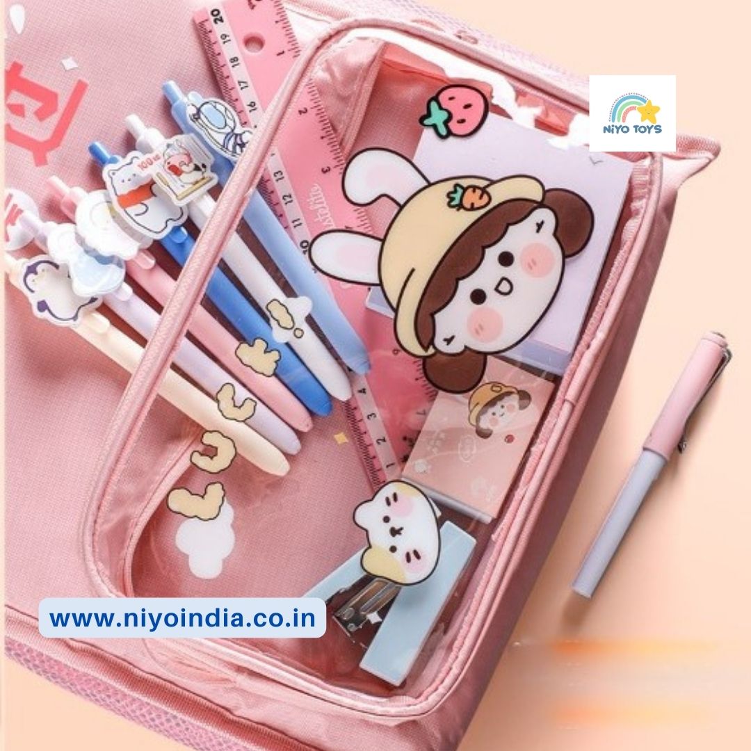 NIYO TOYS multi-purpose kids tote bag with cute stickers and school supplies for children