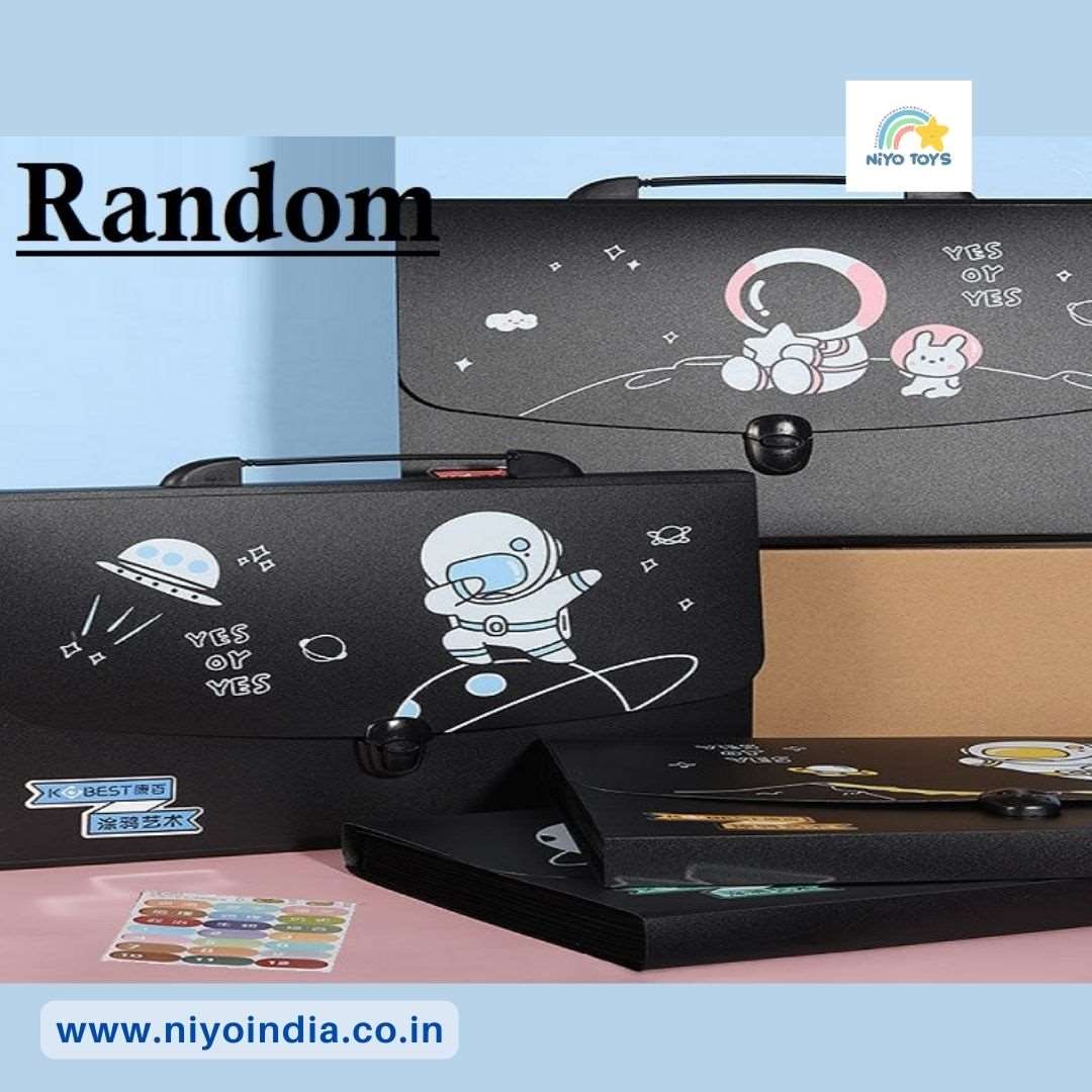 Space themed document holder featuring an astronaut and playful designs in a sleek black finish