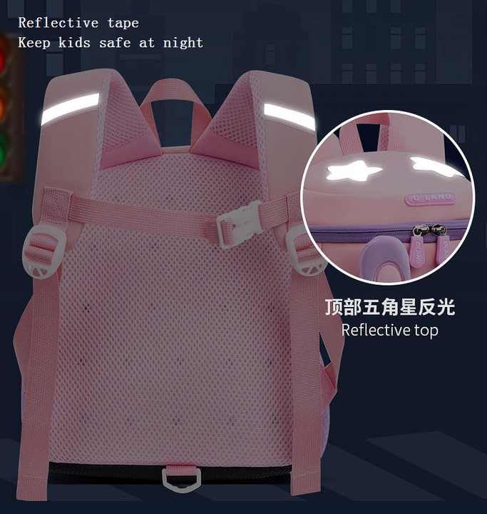 NIYO TOYS pink waterproof children's schoolbag with reflective tape for enhanced night safety