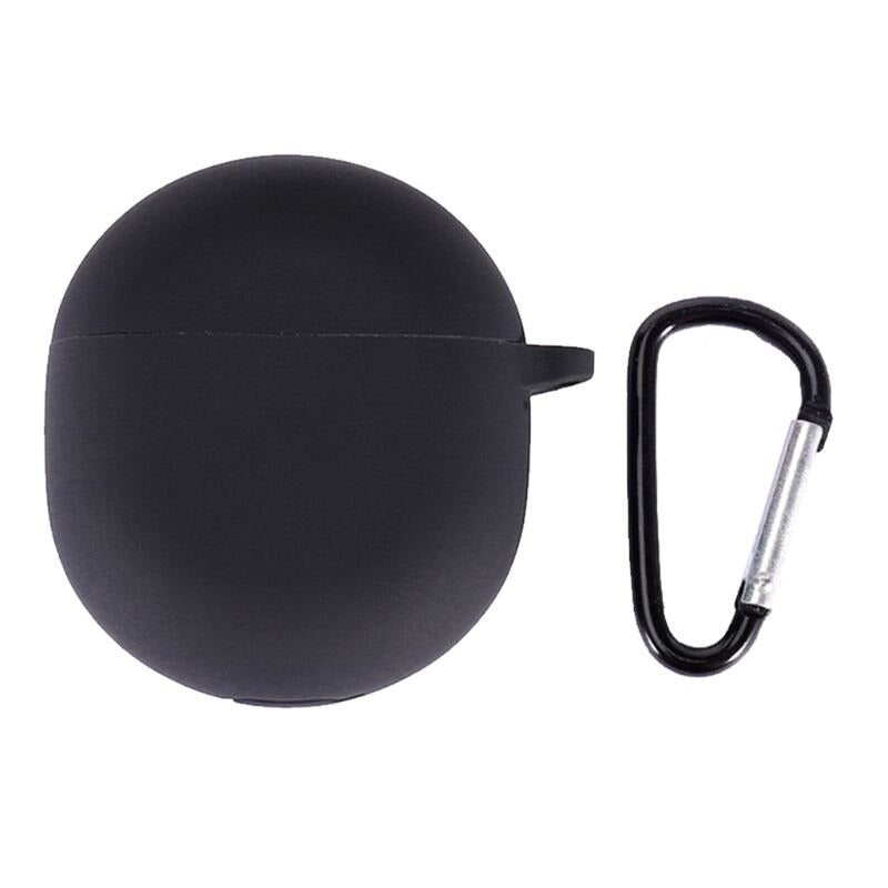 NIYO TOYS Black Silicone Case for AirPods with Metal Carabiner for Easy Carrying
