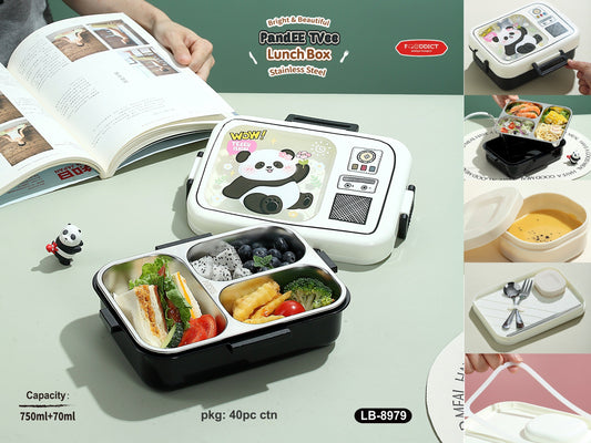 NIYO TOYS Panda lunch box for kids with two compartments and a cute design for school meals