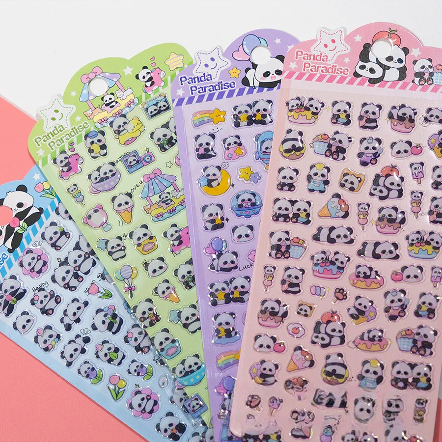 NIYO TOYS cute stickers featuring colorful panda designs for kids ages 3 and up, perfect for decorating and crafts