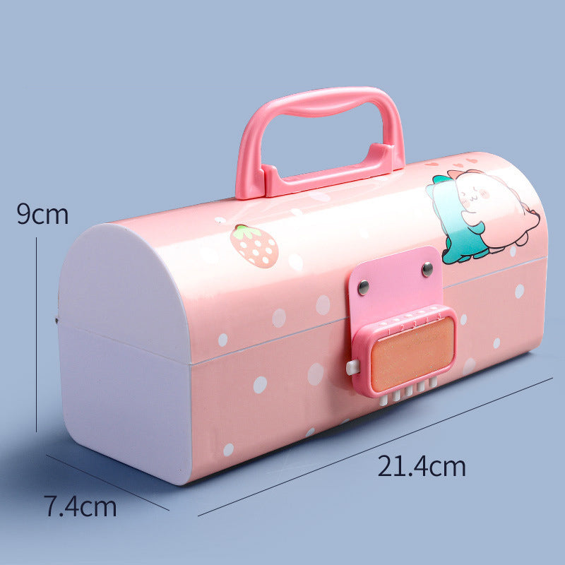 NIYO TOYS password lock pencil case for kids in pink with cute designs and secure lock feature