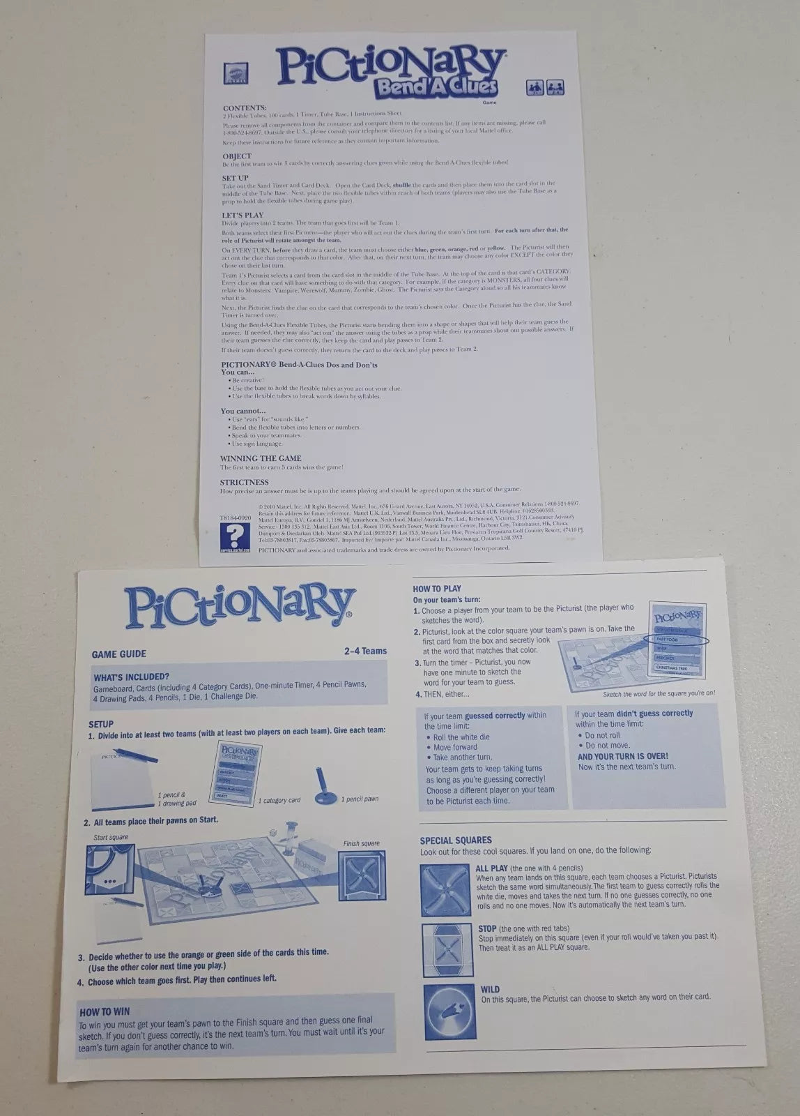 Pictionary game for kids instruction sheets featuring rules and game guide for family fun