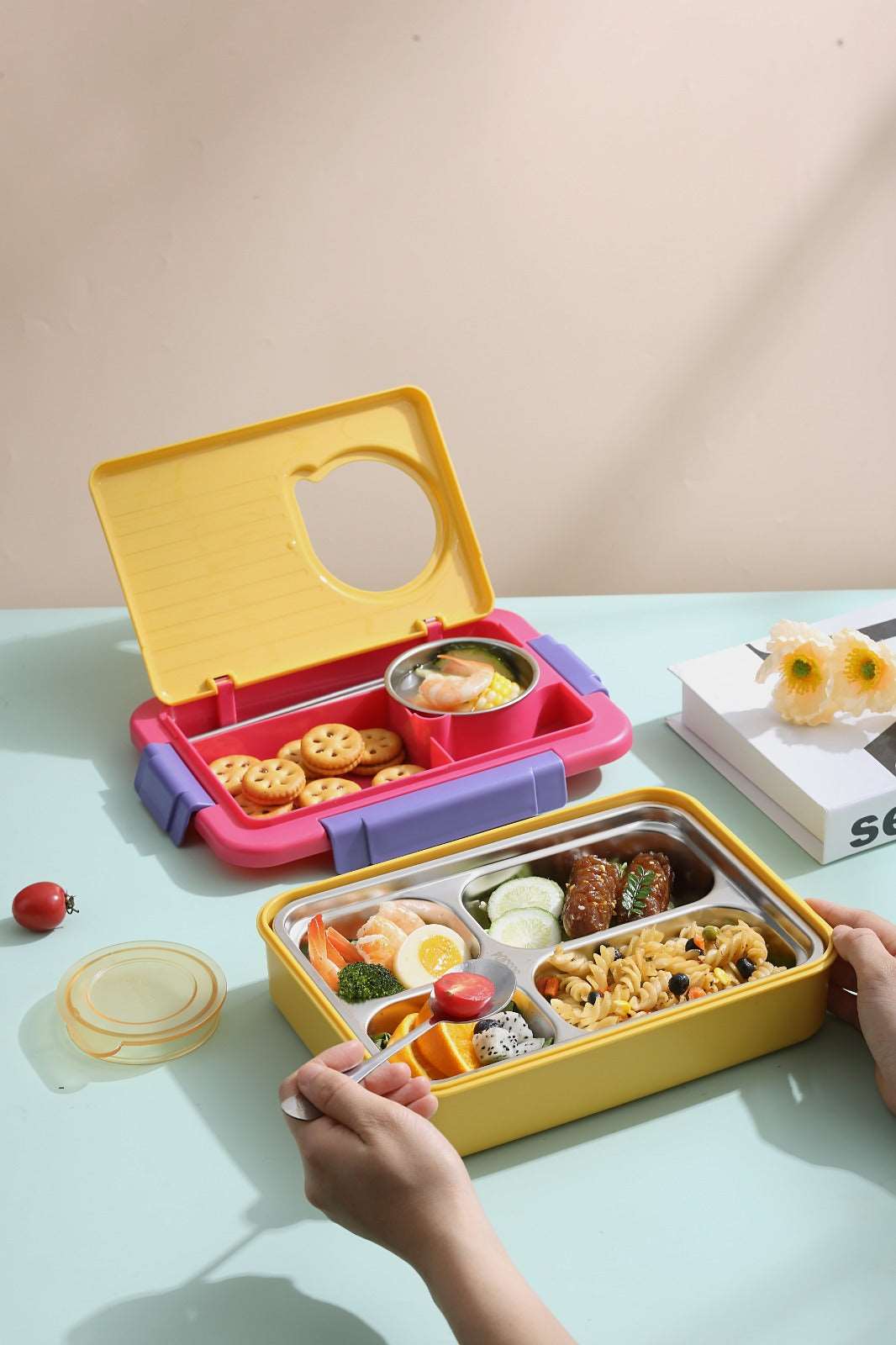Colorful My Store leakproof lunch box for kids with multiple compartments for balanced meals