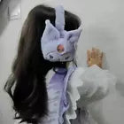 NIYO TOYS Plush Cat Ear Backpack in Light Purple for Kids with Adjustable Straps